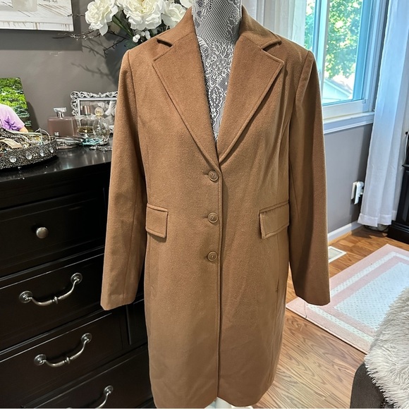 Halogen Camel Wool-Blend Coat Women’s Size 12 NWT - Picture 2 of 16
